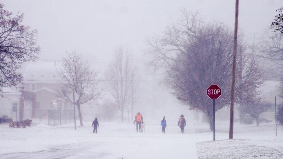 Snow blizzard in Montana, USA