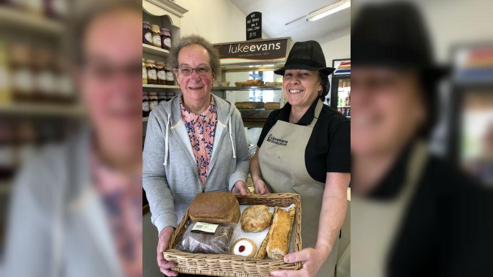 Eileen Hibbert with bakery shop manageress Michelle Lowde