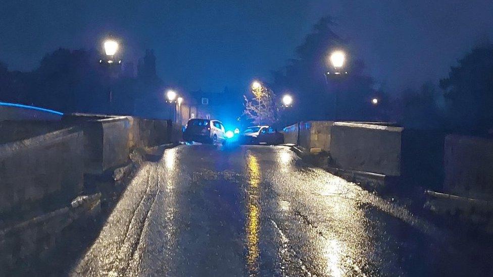 Car crash on The Old Bridge in Godmanchester