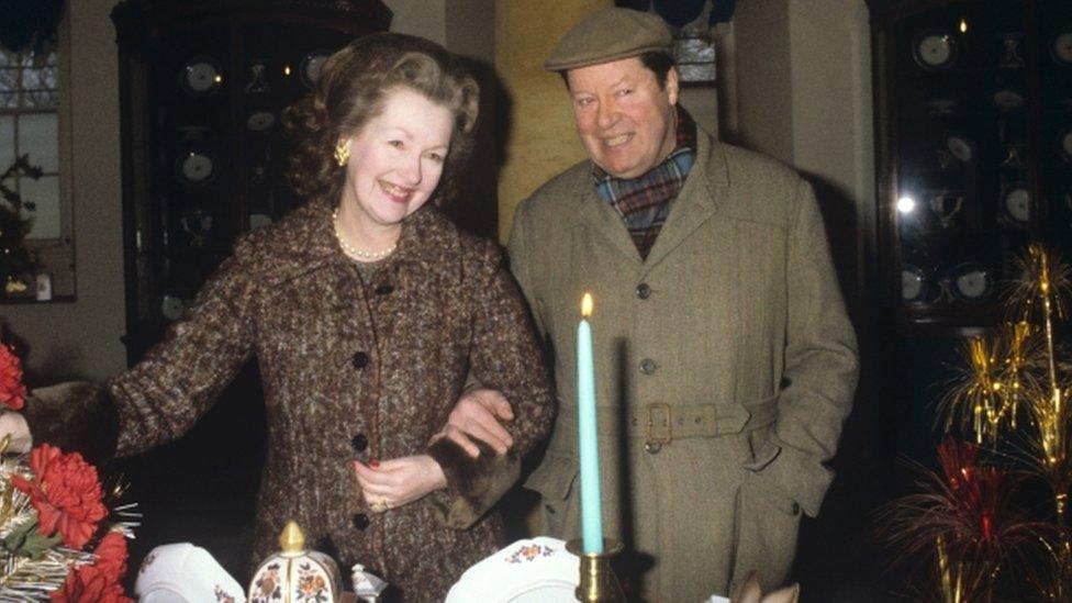 The 8th Earl Spencer, father of Princess Diana, with his wife, Raine Spencer, the stepmother of Diana, Princess of Wales, on 28/02/81