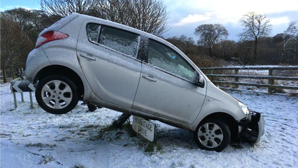 Crashed car in Edinburgh