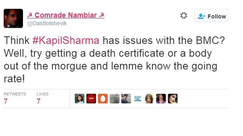 Think #KapilSharma has issues with the BMC? Well, try getting a death certificate or a body out of the morgue and lemme know the going rate!