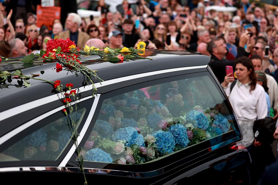 The funeral cortege of Sinéad O'Connor in Bray, Ireland, on 8 August 2023