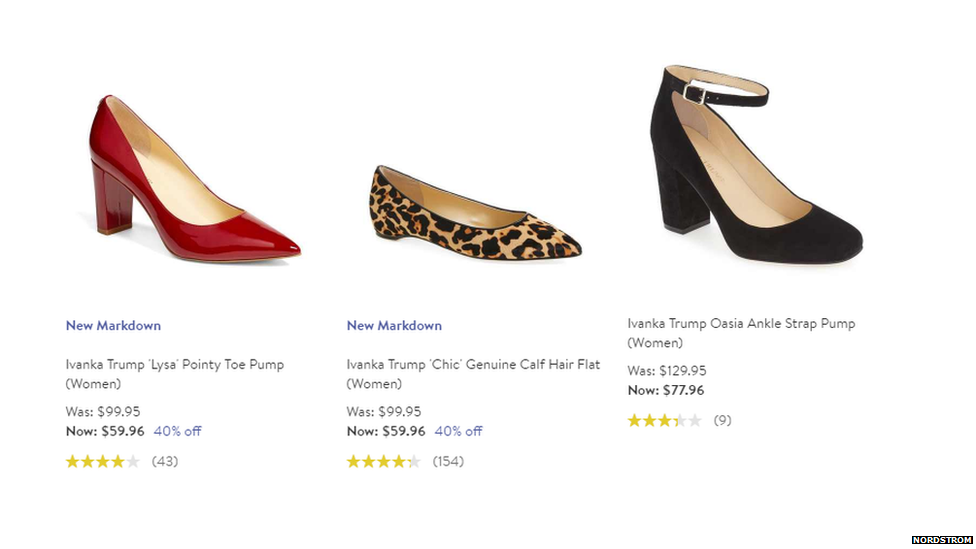 Ivanka's shoes on the Nordstrom website