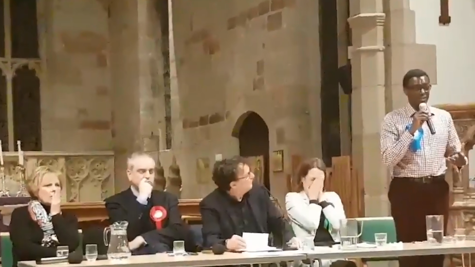 The husting candidates in a Beeston church