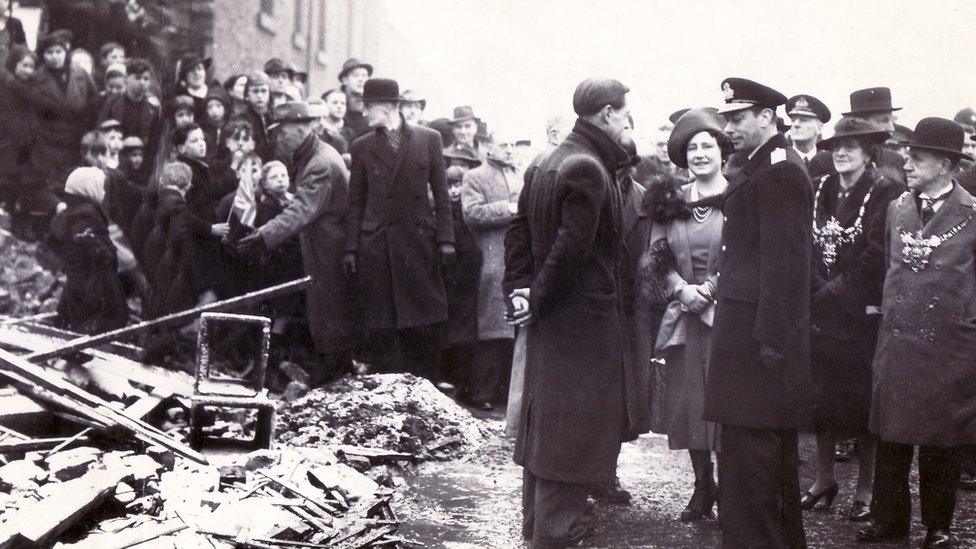 The Queen visits Sheffield after World War Two bombing