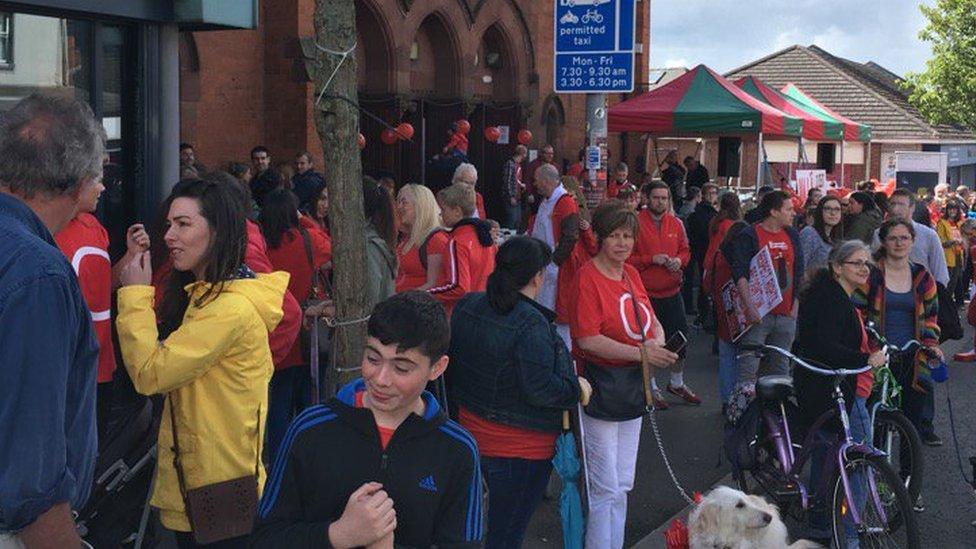 Saturday's demonstration has drawn supporters from across the island of Ireland