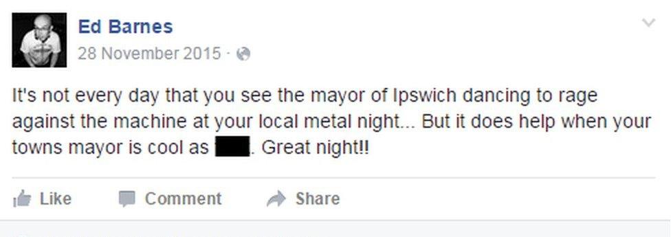 It's not every day that you see the mayor of Ipswich dancing to rage against the machine at your local metal night... But it does help when your towns mayor is cool as ..... Great night!!