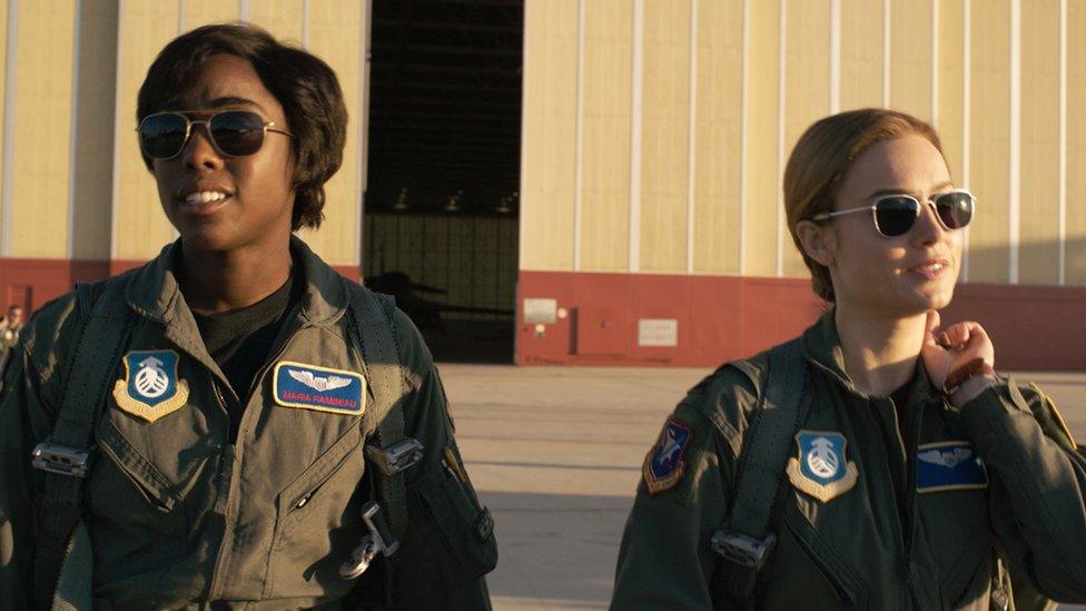 Lashana Lynch (left) as Maria Rambeau