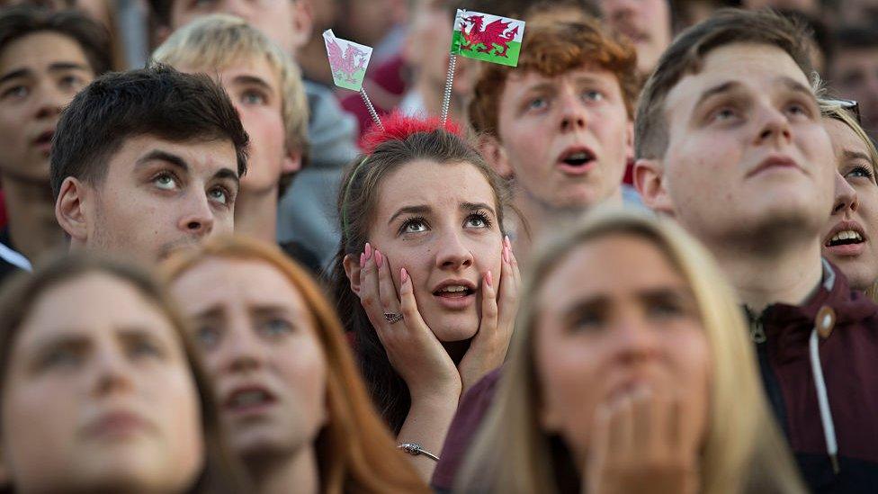 Fan zone in Cardiff during the Wales v Belgium game