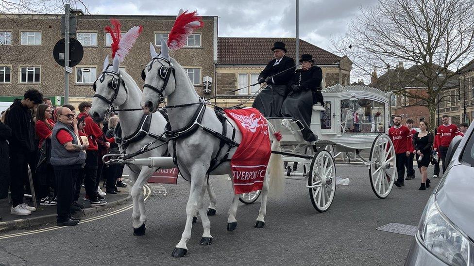 Cortege arriving at the Methodist Church in Knowle