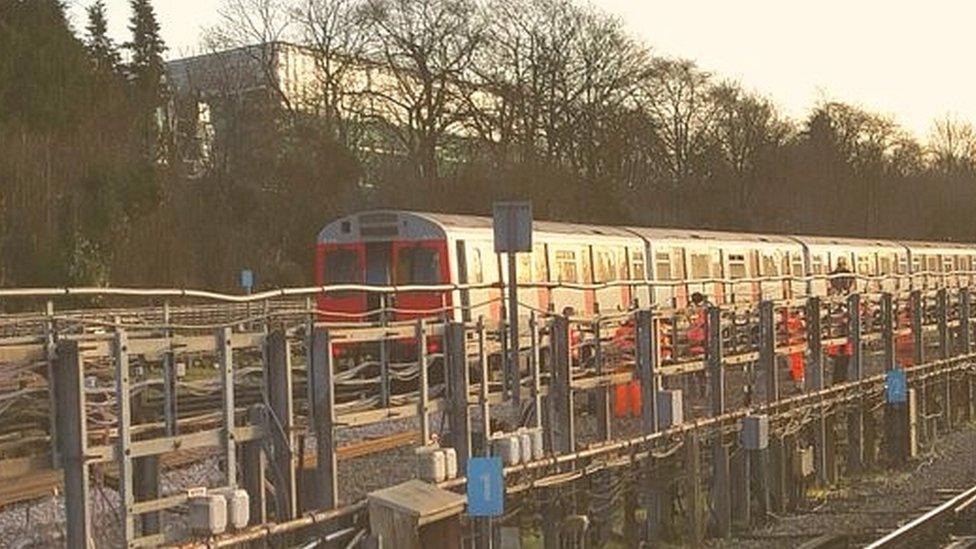 Derailed District Tube train