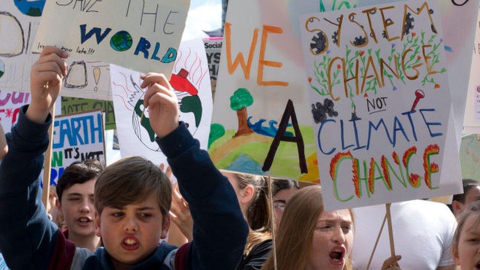 Children at a climate protest