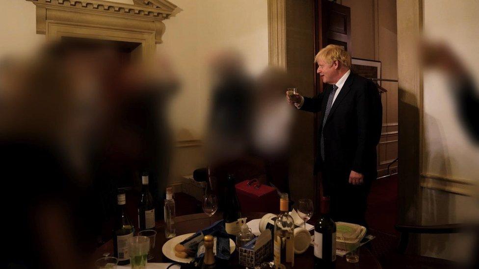 Boris Johnson at a No 10 party in November 2020