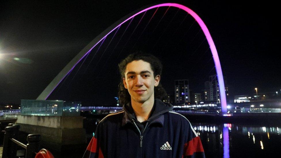 Student Abel Harvie-Clark by the Millennium Bridge