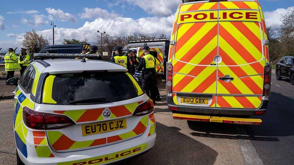 Police at fuel protest