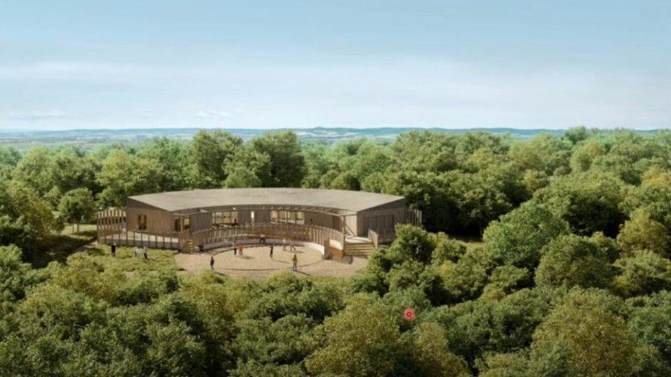 Artist's impression of the new visitor centre at Ham Hill Country Park