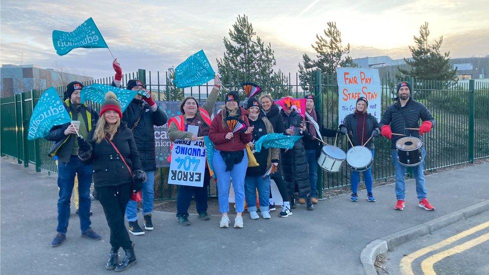 Striking teachers at Whitstable School