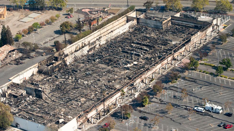 A K-mart supermarket was burned out in the Santa Rosa blaze