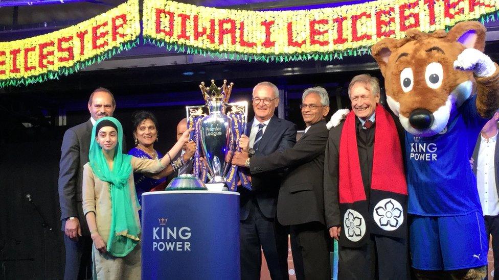 Premier League trophy at lights switch-on