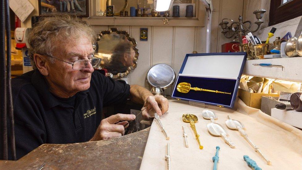 Bruce Russell making the Coronation Spoon