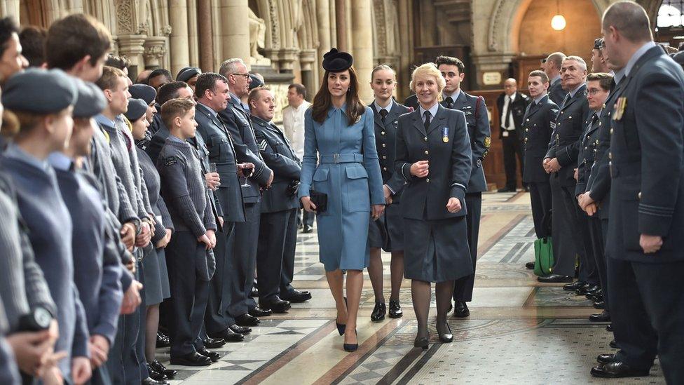 Duchess of Cambridge attends a service at RAF church St Clement Danes