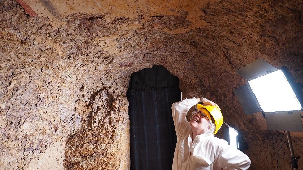 Janice Yellin inside an ancient Nubian pyramid