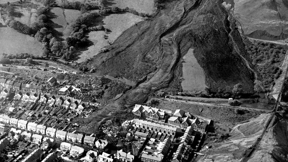 Aerial picture of Aberfan disaster