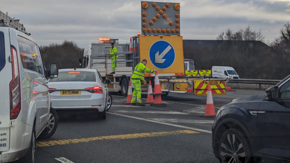 Traffic on the M4 in Newport