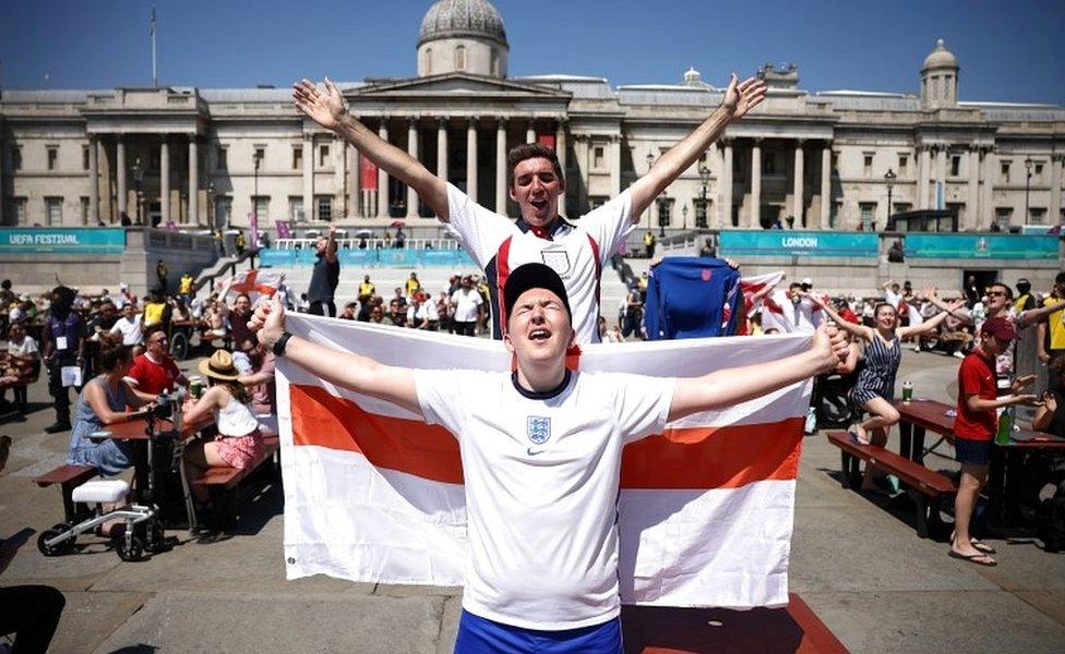 Fans in Trafalgar Square