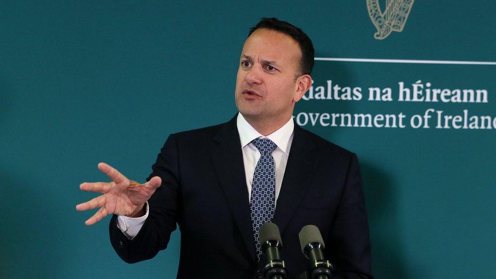 Leo Varadkar appearing at an event on disability in Dublin on 9 January - appears with hand outstretched and making an eyebrow raised motion