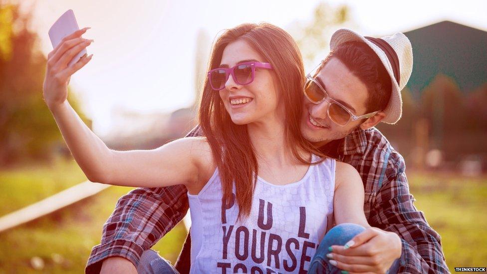 Couple taking a selfie