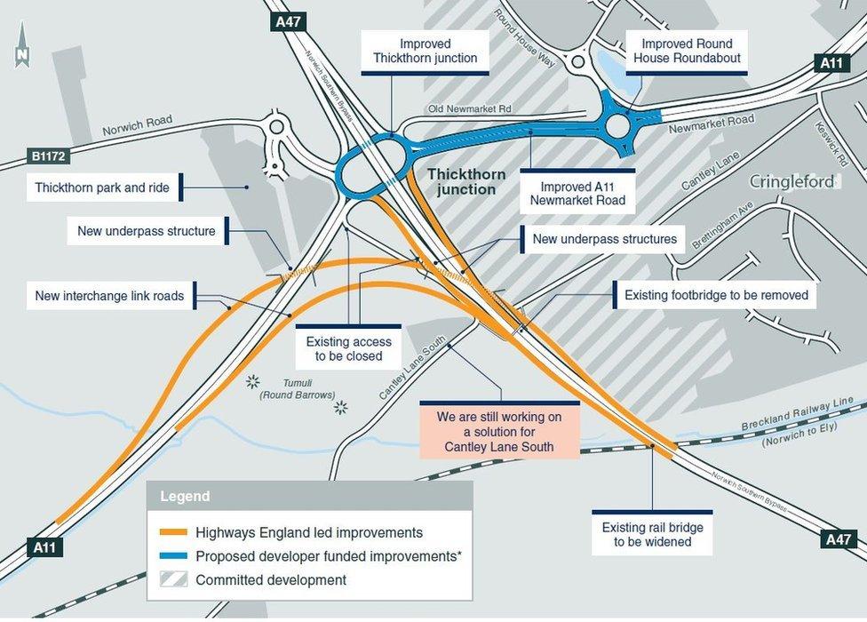 Map of improvement to A47/A11