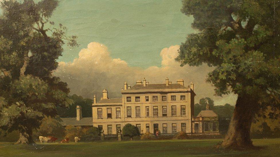 Painting of stately home Estcourt House at Shipton Moyne, which was demolished in 1964