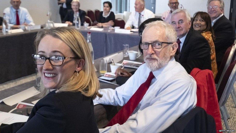 Jeremy Corbyn holding a shadow cabinet meeting