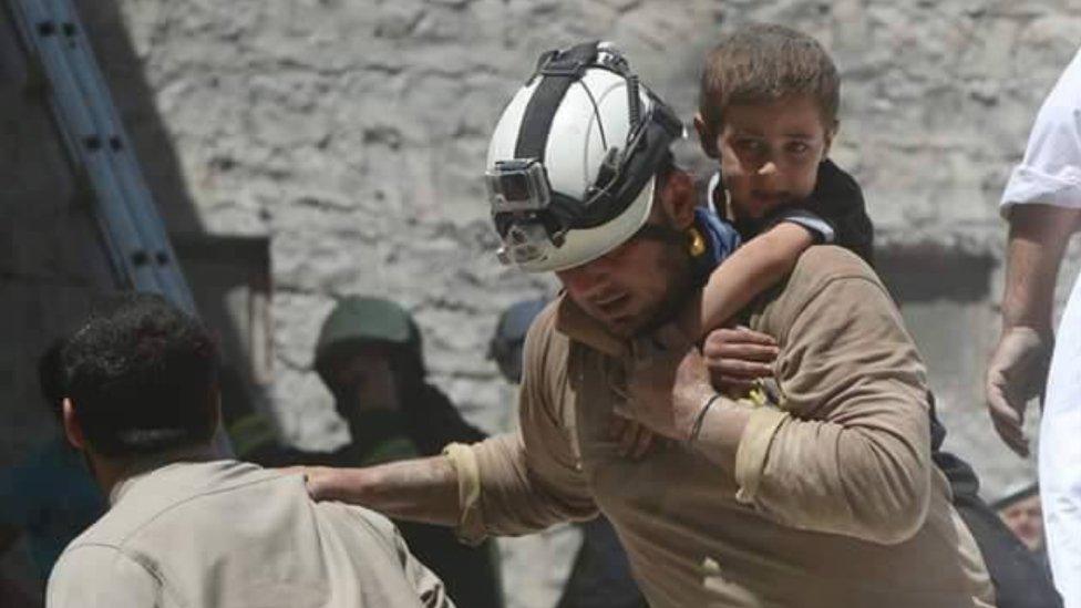 A White Helmet in action