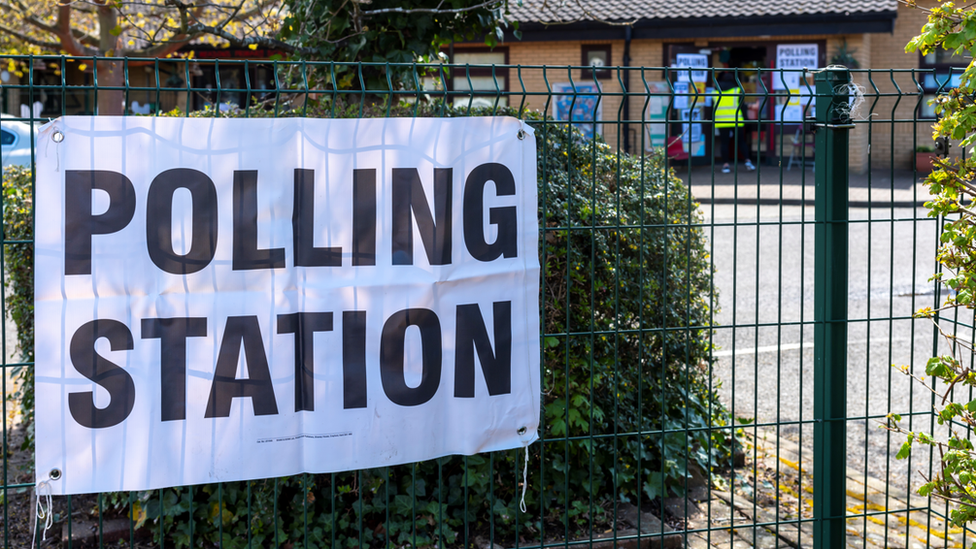 Polling station sign