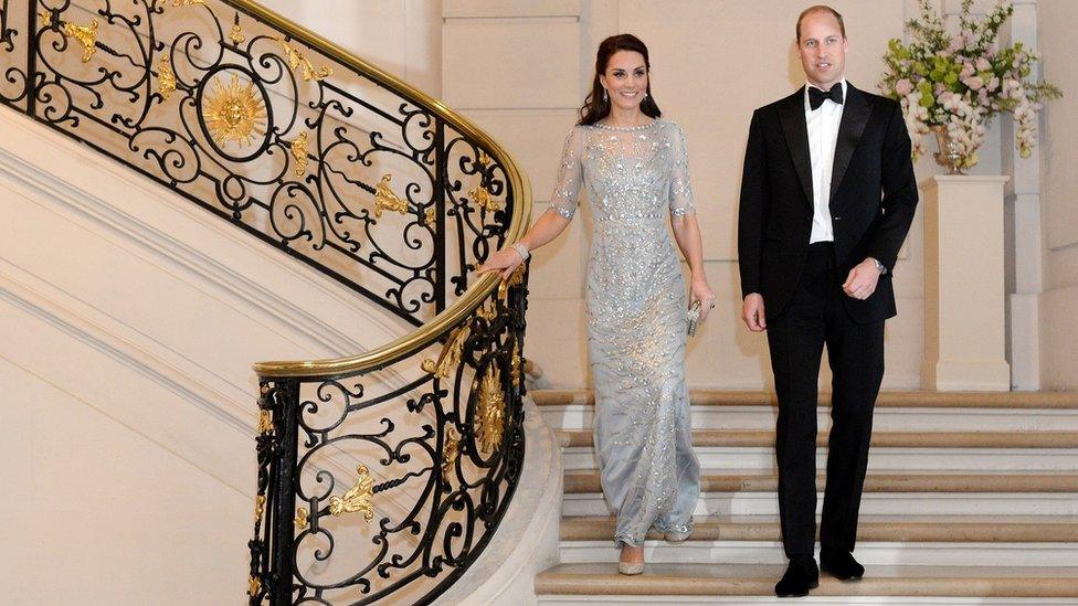 The Duke and Duchess of Cambridge arrive at a dinner hosted by the UK's ambassador to France