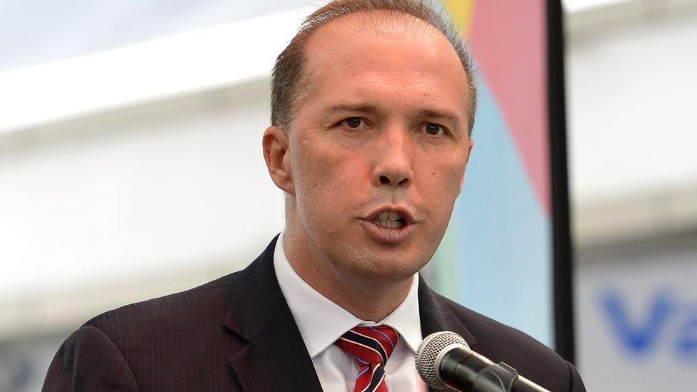 Peter Dutton speaks during the media opportunity as the one year to go countdown begins until the 2015 ICC Cricket World Cup at the Queen Street Mall on 14 February 2014 in Brisbane, Australia