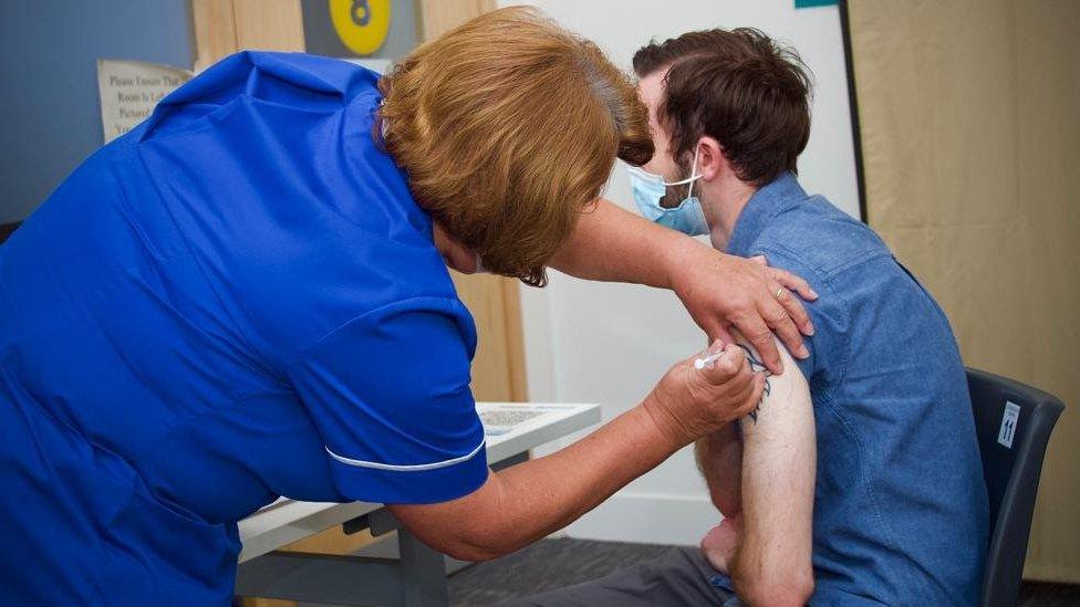 Student being vaccinated