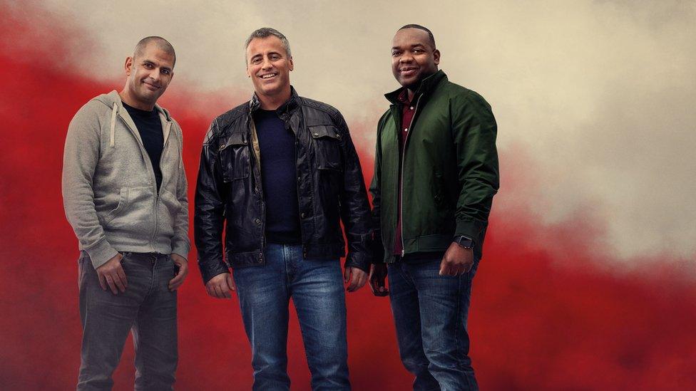 Top Gear hosts Chris Harris, Matt LeBlanc and Rory Reid