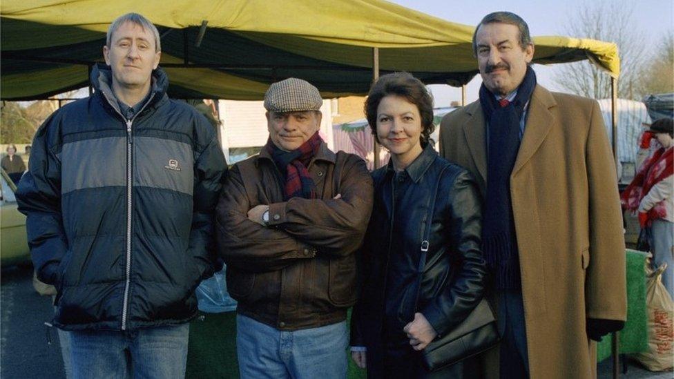 John Challis with (from left to right) Nicholas Lyndhurst, David Jason and Tessa Peake-Jones