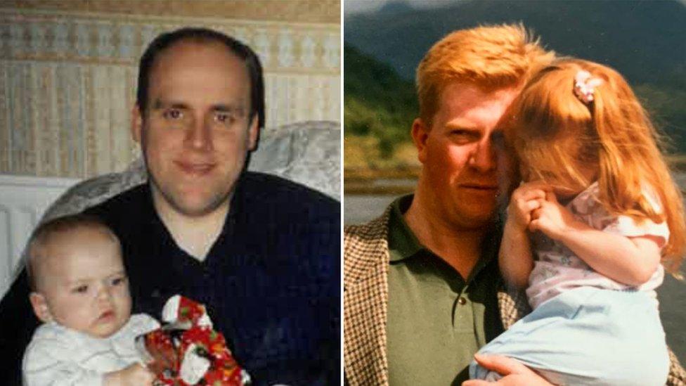 Reserve Constable David Johnston and Constable John Graham with their children