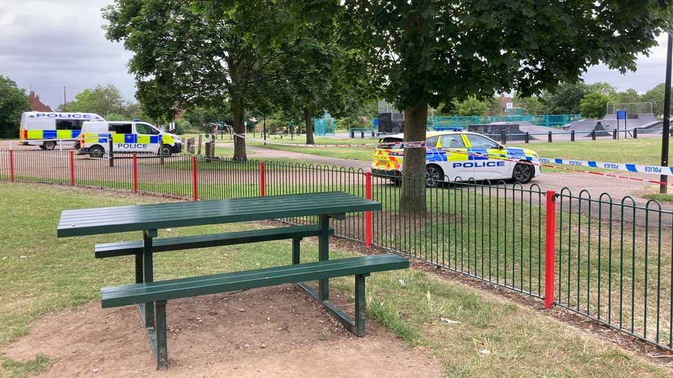 Stabbing scene, Jubilee Park, Bedford