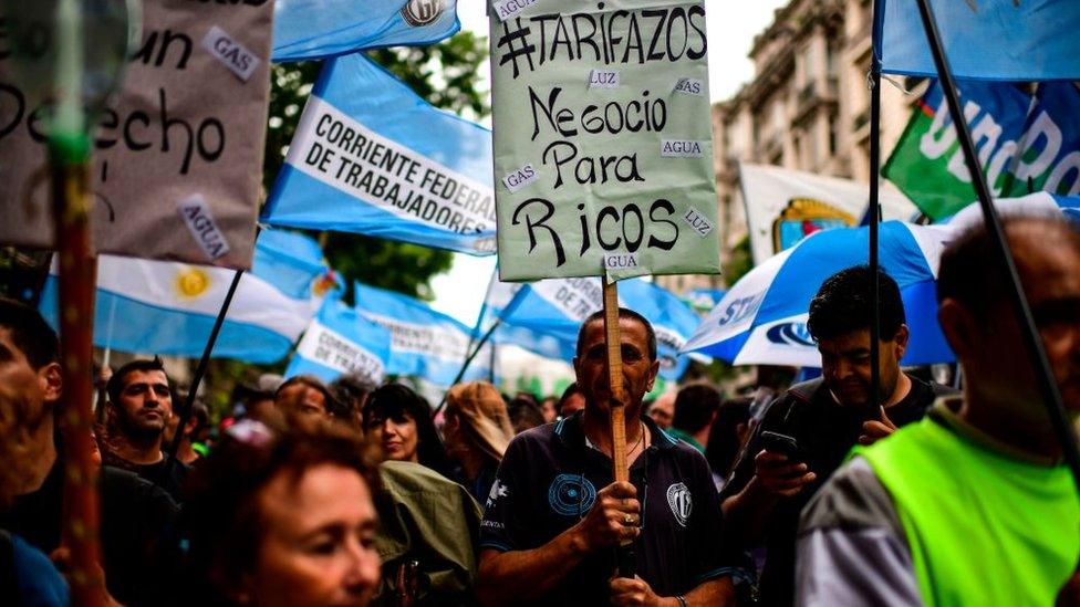 Protesters in central Buenos Aires