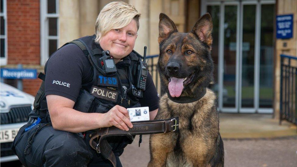 Police dog Olly and handler, PC Sam Clark