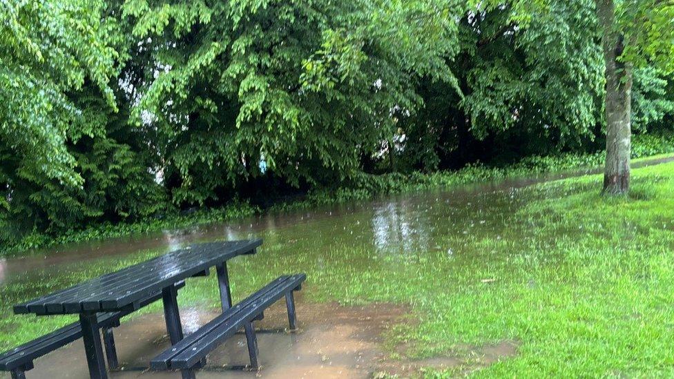 Flooded area of Highfield Park, St Albans