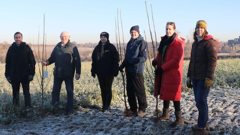 Councillors planting trees in Warwickshire