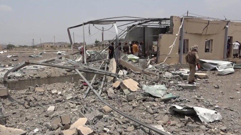 Aftermath of suspected drone and missile strike on al-Anad airbase in Lahj province, Yemen (29 August 2021)