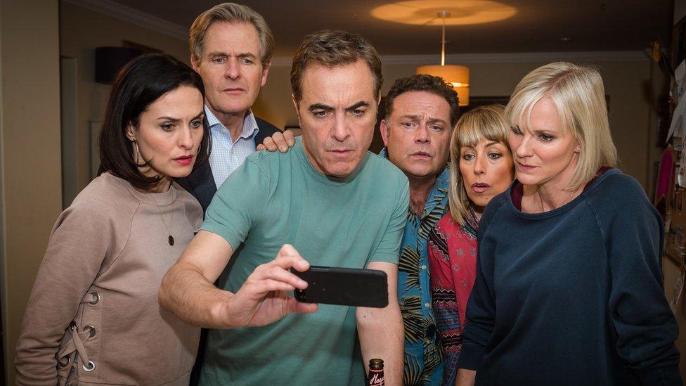 L-R: Tina Reynolds [Leanne Best], David Marsden [Robert Bathurst], Adam Williams [James Nesbitt], Pete Gifford [John Thomson], Jenny Gifford [Fay Ripley] and Karen Marsden [Hermione Norris]